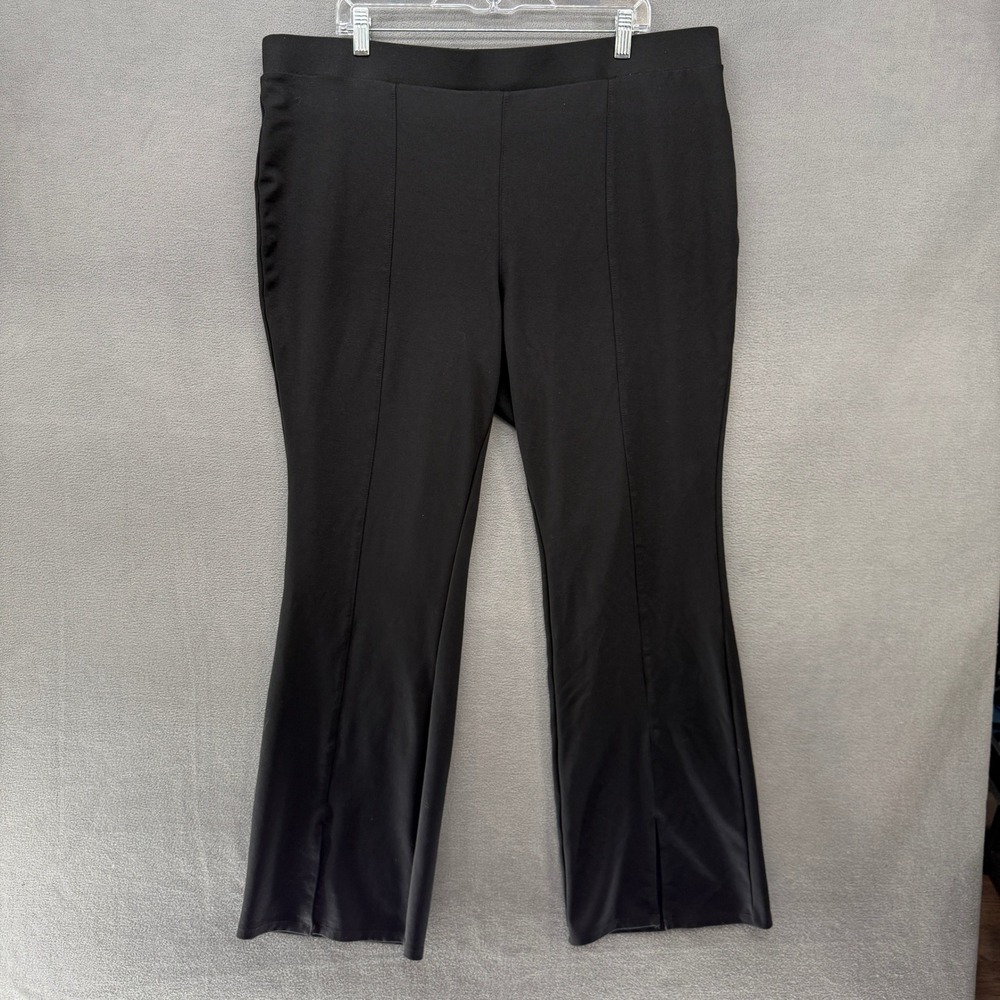 Ava & Viv Pants Womens 1X Black Ponte Knit Pintuck Side Slit Pull On